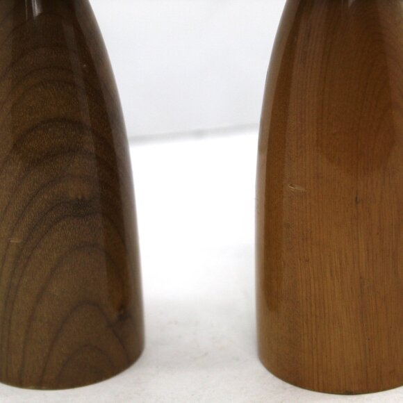Vintage Stateline Oregon Myrtle Wood with Brass top Candle Holders Pair of 2 MCM - Picture 6 of 6